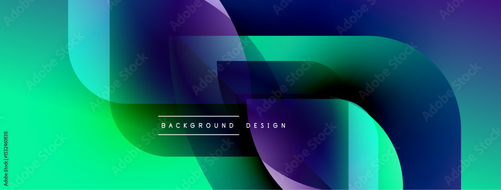 Poster abstract fluid shapes blend, creating vibrant gradient background. modern design features teal, purp