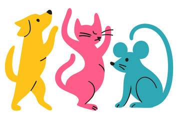 Birthday Party Dancing Animal Friends Dog, Cat and Mouse