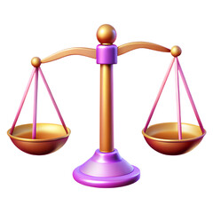 3d render illustration of isolated transparent legal balance scale icon 