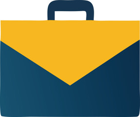 Abstract illustration of a briefcase with a yellow and dark blue color scheme