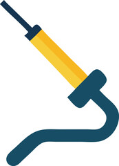 Abstract illustration of a simple microscope with yellow and teal color scheme
