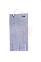 Elegant Blue Textured Gift Bag with Rope Handle on White Background for Product Presentation