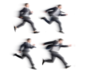 Set of Running people with motion blur effect, isolated PNG with transparent background for photo scenes