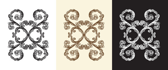 Hand drawing design elements vintage ornament set illustration