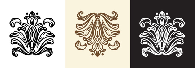 Calligraphy swirl ornate design elements vector illustration