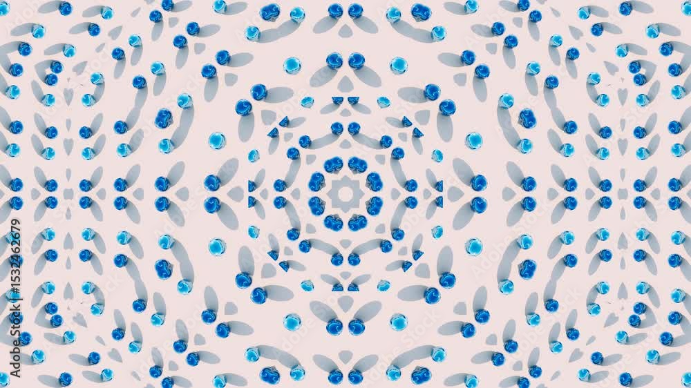 Poster dynamic abstract 3d kaleidoscope animation showcasing vibrant geometric mosaic patterns with flowing