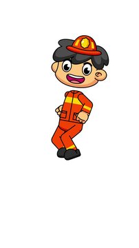 Running Firefighter Character, Fun Fast-Paced Cartoon Animation
