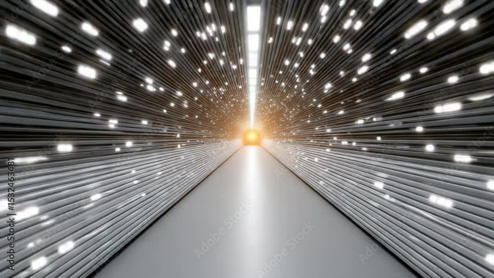 Poster journey to enlightenment: an architectural perspective of a hallway, bathed in the ethereal glow of 