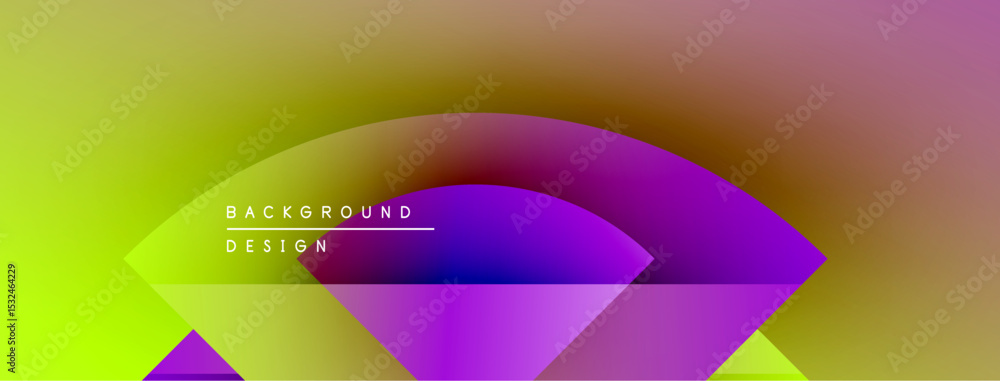 Poster Abstract gradients blend, forming dynamic shapes. Text reads background design over layered geometric forms. Vivid colors dominate composition.