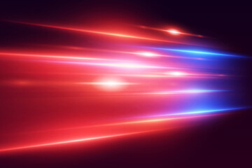 Neon light speed lines, effect of light rays and flashes.