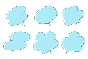 点線で作ったシンプルなかわいい吹き出しセット　水色