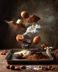 Chocolate Baking Ingredients in Motion
