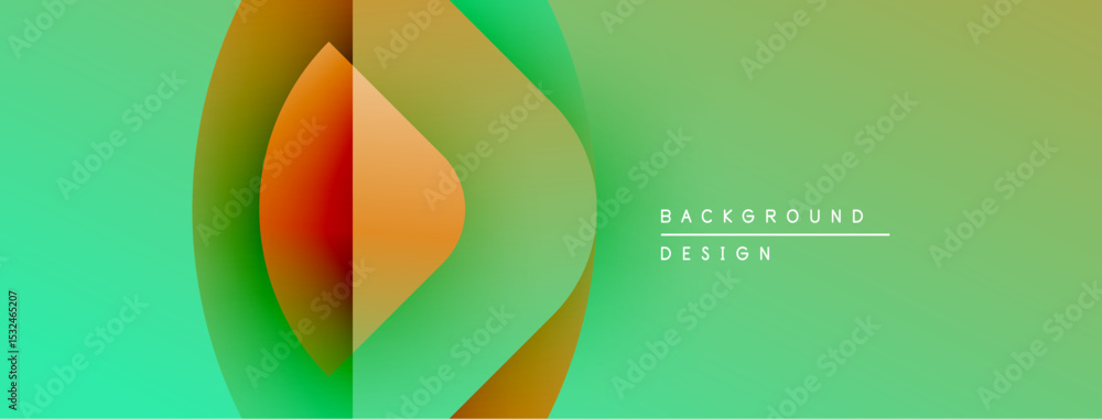 Aufkleber Abstract gradient shapes overlap. Teal, orange hues dominate design. Minimal text indicates background element. Modern aesthetic.