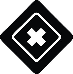 Obraz premium Black diamond shape with white cross graphic design element