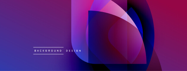 Abstract gradient background. Overlapping shapes create dynamic visual effect. Modern design elements suggest innovation, technology.