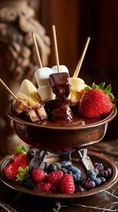 Decadent Chocolate Fondue with Fresh Fruits and Marshmallows