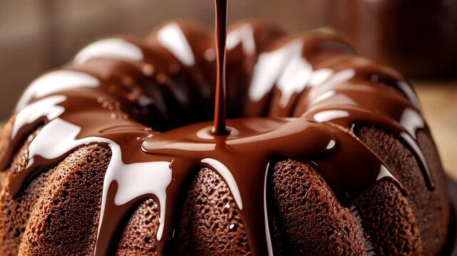 cake chocolate homemade with dripping cream choco on background