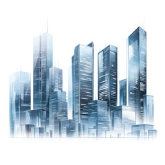 Corporate blue glass skyscraper bundle PNG
