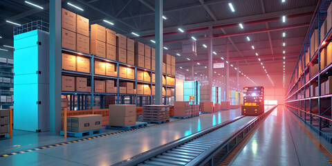 Efficient warehouse operations industrial setting digital warehouse modern environment aerial view supply chain innovation
