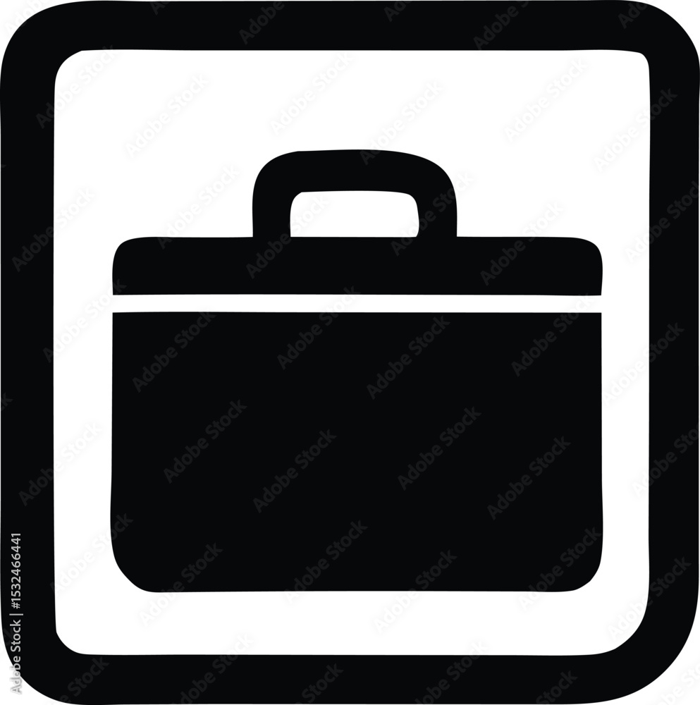 Poster simple black briefcase icon in a bold square frame a minimalist design element