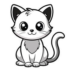 Adorable Anime-Style Cat Illustration Kawaii Kitty Drawing