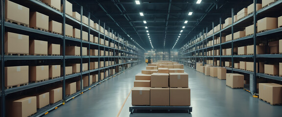 Efficient warehouse operations industrial storage facility logistic management organized environment aisle perspective supply chain solutions