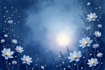 Midnight blue blended invitation background with blueberry tones. 