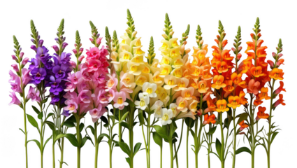 Colorful Snapdragons A Gradient of Beauty in Bloom - Vibrant Floral Display with Blooming Snapdragon Flowers
