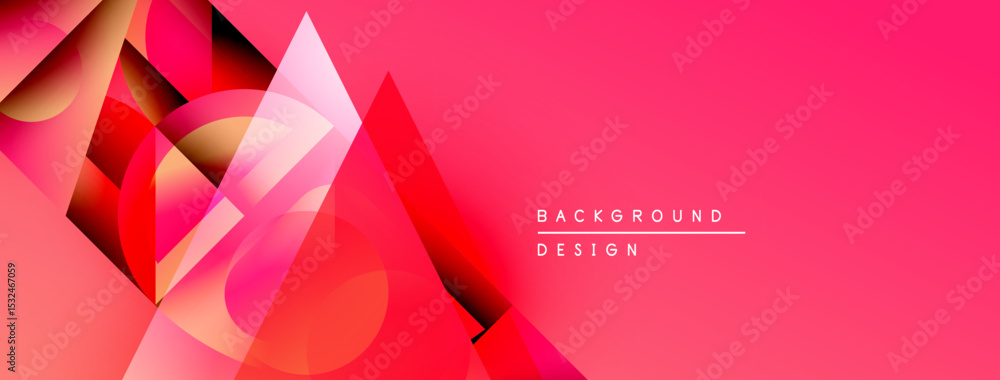 Aufkleber Abstract geometric shapes overlap, creating vibrant pink gradient background. Modern design elements suggest dynamic composition.