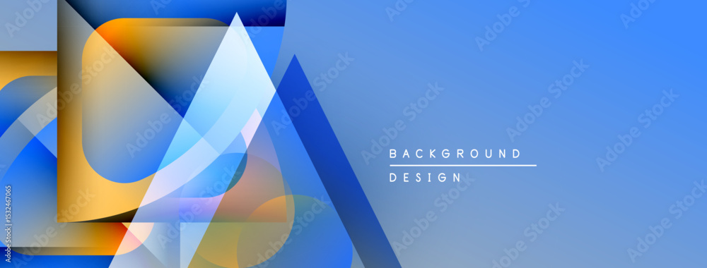 Aufkleber Abstract geometric shapes overlap, creating dynamic blue gradient background. Text reads background design. Modern visual composition.