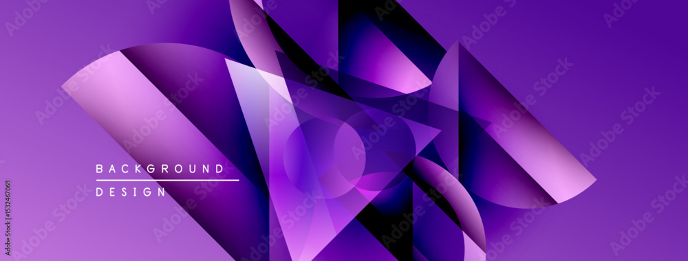 Poster abstract purple design features geometric shapes, gradients, dynamic composition. modern background 