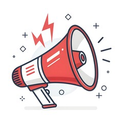 Minimalist Vector Megaphone Icon Symbolizing Marketing, Announcement, and Promotion