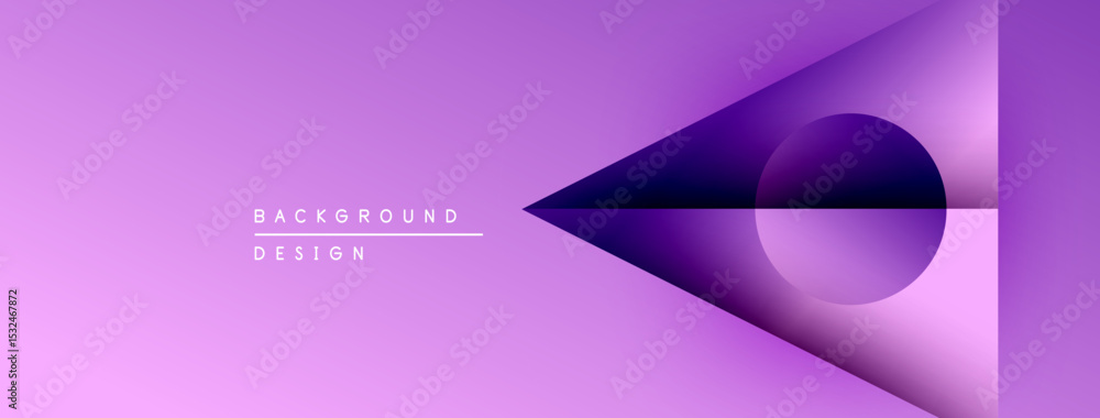 Poster abstract purple design features geometric shapes, gradients, smooth transitions. modern background s