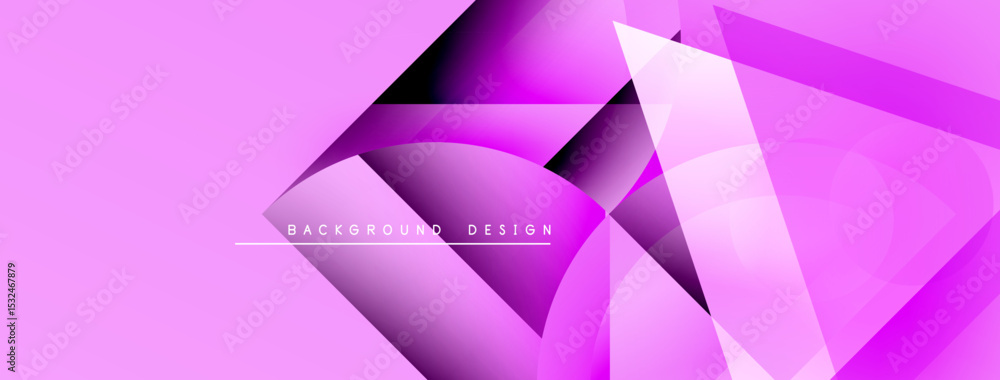Poster Abstract pink background. Geometric shapes overlap creating dynamic visual effect. Modern design suitable for banners, presentations.