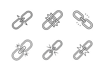 broken link icon line art vector illustration