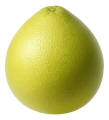 Whole fresh pomelo with smooth, pale green skin and a slightly pear-shaped form.