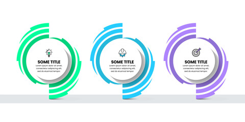 Infographic template. 3 abstract circles with icons and text