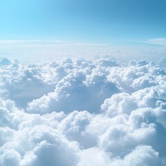 Fototapeta premium High nature view large white clouds on soft sky background in the morning, View of white cloudy on the plane.