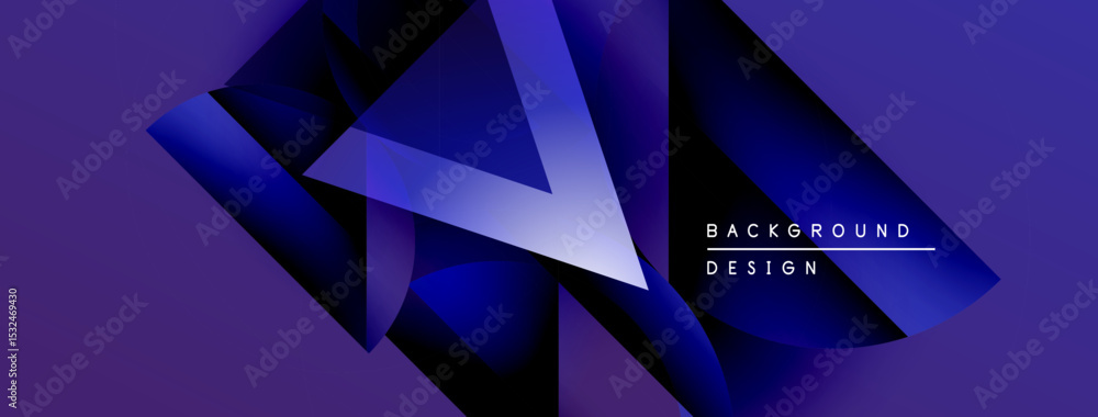 Poster abstract geometric shapes, vibrant blue hues, dynamic composition. modern design element for backgro