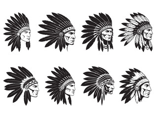 NATIVE AMERICAN CHIEF HEAD SILHOUETTE