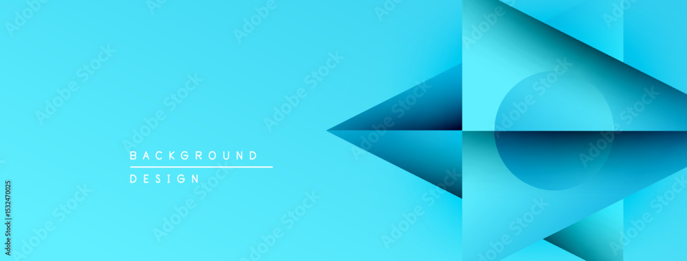 Poster Abstract blue geometric design. Overlapping shapes create dynamic visual effect. Modern, clean aesthetic suitable for backgrounds.