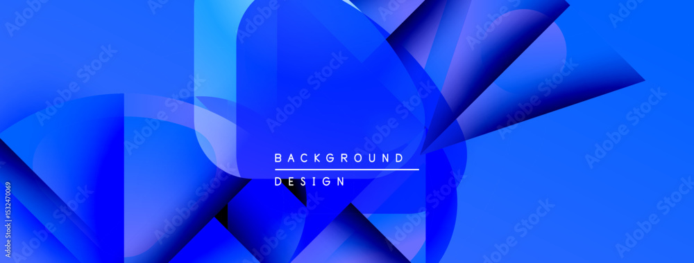Poster abstract blue design features dynamic shapes, gradients. modern aesthetic suitable for backgrounds, 