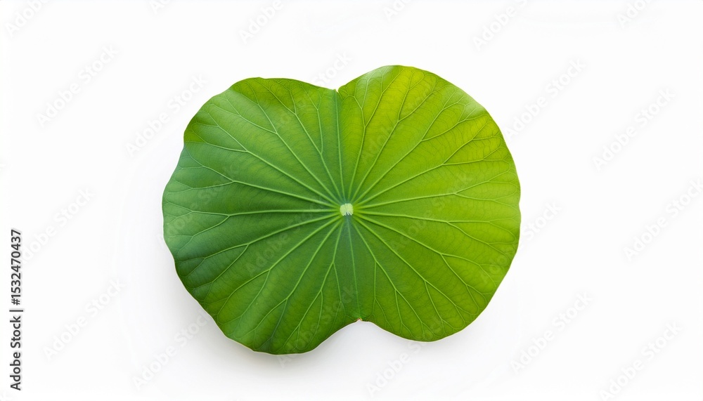Poster a single lotus leaf with a smooth circular shape isolated on a white background