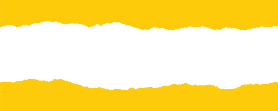 Yellow torn paper banner with copy space on transparent background