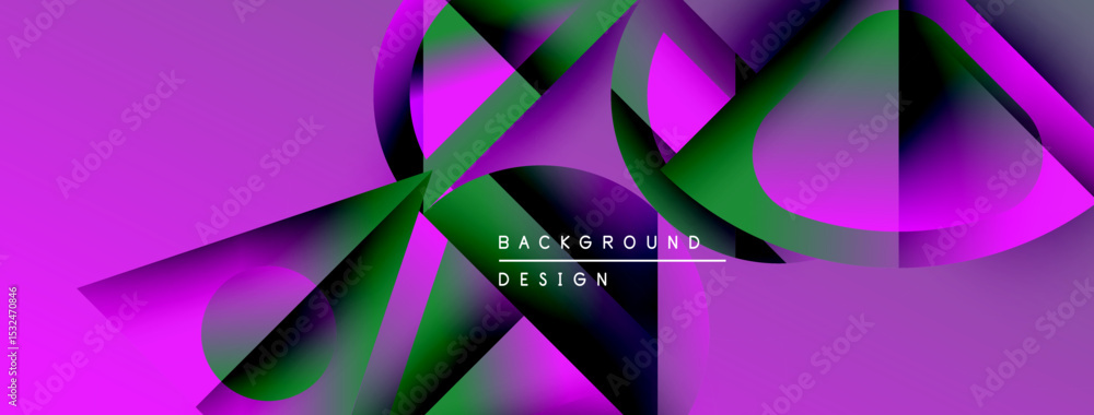 Aufkleber Abstract pink, green design. Geometric shapes overlap, creating dynamic visual effect. Modern background with text elements.