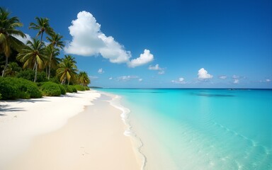 Fototapeta premium Beautiful tropical beach at exotic island in Pacific. High quality