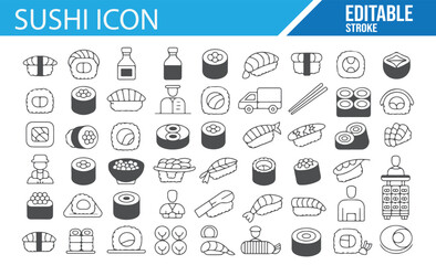 Collection of sushi vector icons, ideal for food industry designs
