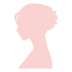 Woman pink silhouette. multiethnic diversity women and girls face vector isolated.