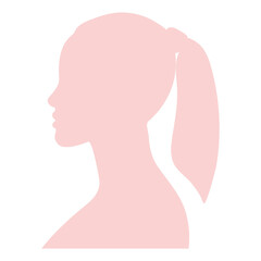 Woman pink silhouette. multiethnic diversity women and girls face vector isolated.