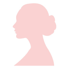 Woman pink silhouette. multiethnic diversity women and girls face vector isolated.